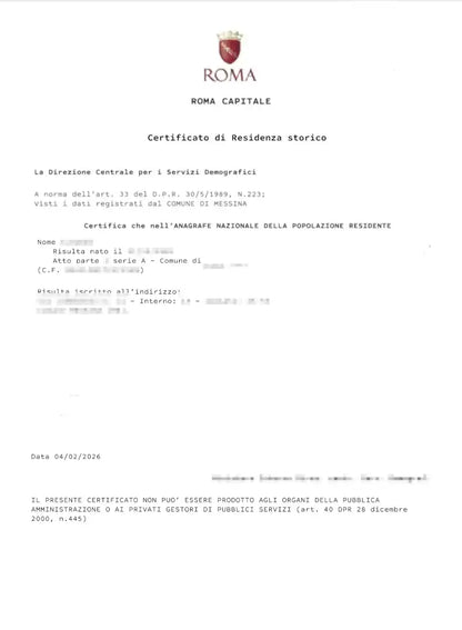 certificato di residenza