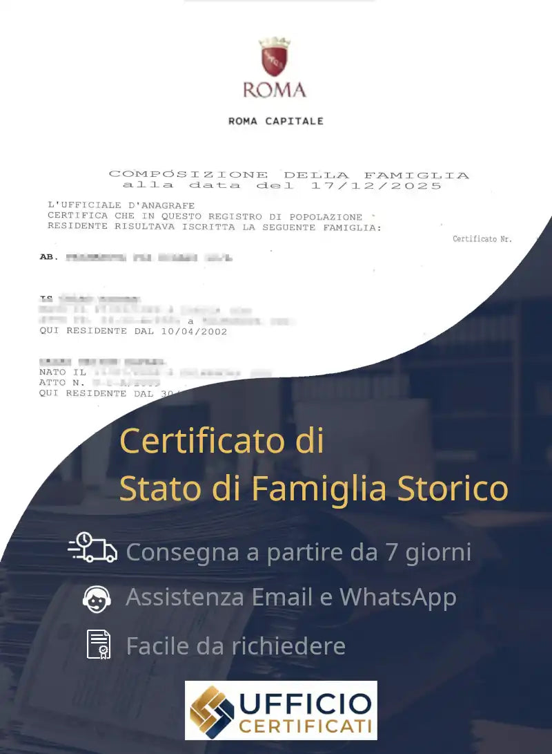 certificato di stato di famiglia storico