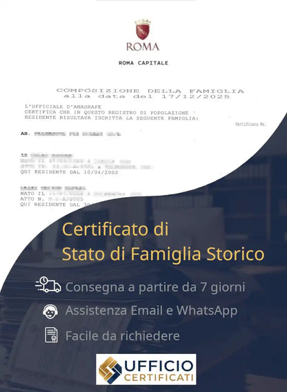 certificato di stato di famiglia storico