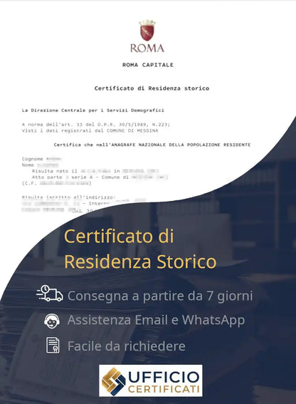 certificato di residenza storico