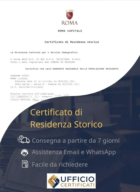 certificato di residenza storico