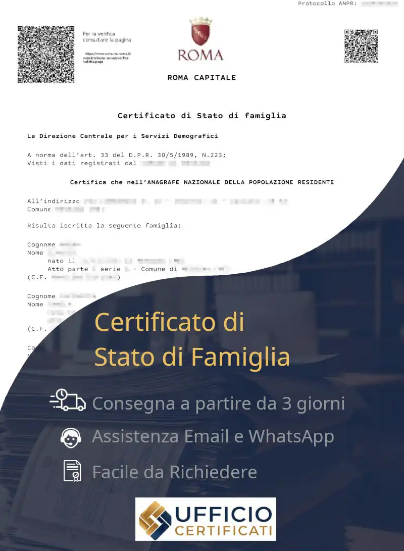 certificato di stato di famiglia