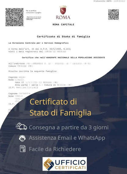 certificato di stato di famiglia