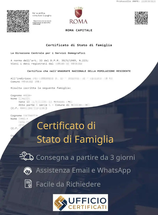 certificato di stato di famiglia