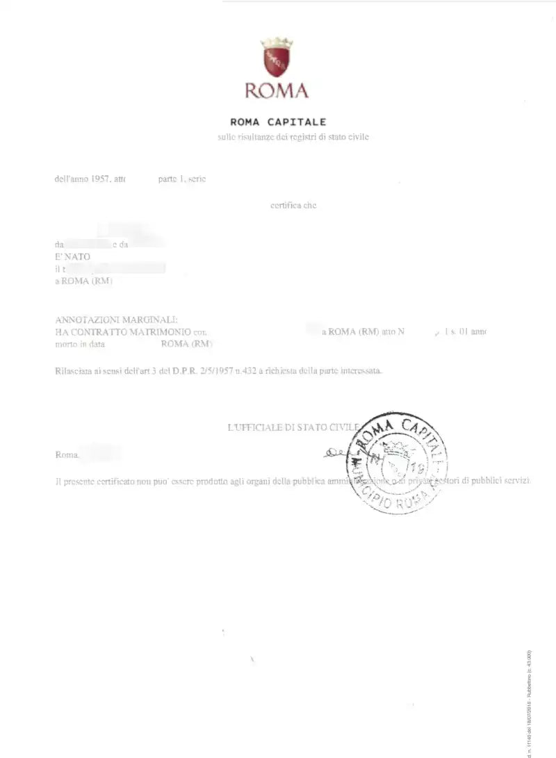 estratto di matrimonio