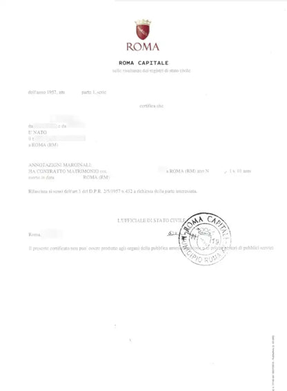 estratto di matrimonio