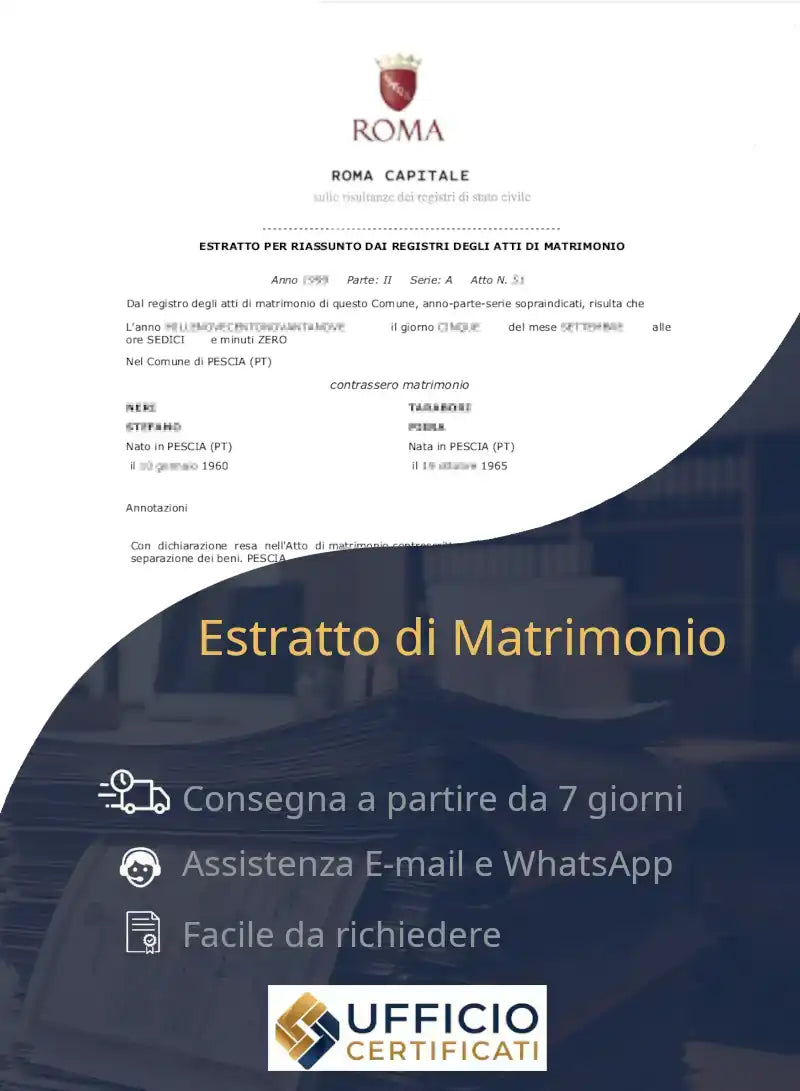 Extracto de Matrimonio  Italiano