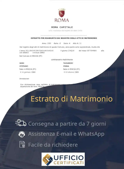 Extracto de Matrimonio  Italiano